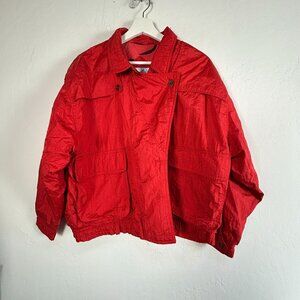 Rainbow West Women Red Bomber Jacket Medium Lightweight Outdoor Waterproof Korea